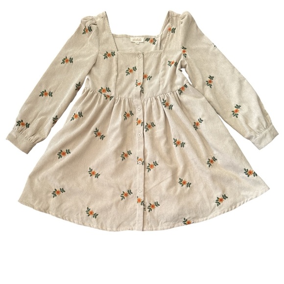 Listicle WOMENS corduroy Dress with Floral Accents. - Picture 1 of 5